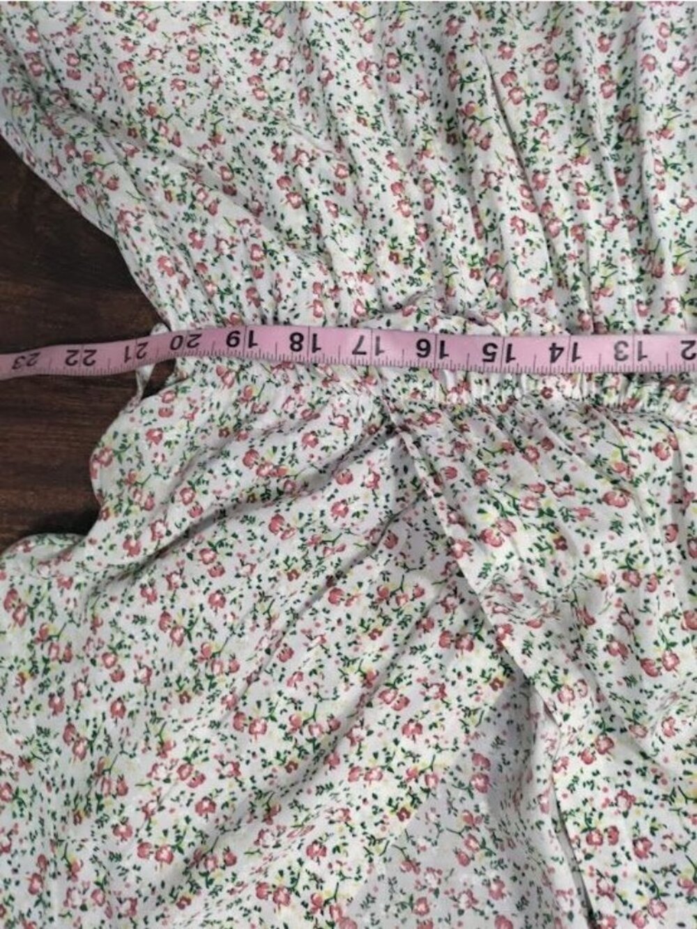 Made In Italy Short Sleeve Floral Print V Neck Maxi Dress White Pink Women's L - Picture 11 of 13